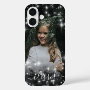 Funda iPhone 16 Bendición de tu foto rodeada de estrellas de espum