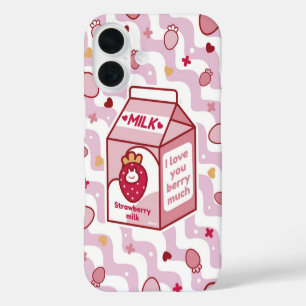 Funda iPhone 16 Berry Cute Strawberry Milk
