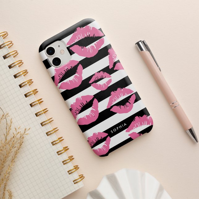 Funda iPhone 16 Besos de impresión Lip Rosa Lip Lip Lip Light Blac (Subido por el creador)