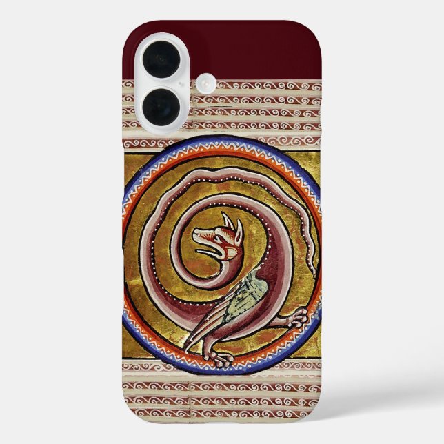 FUNDA iPhone 16 BESTIARIO MEDIEVAL, CÍRCULOS DE DRAGÓN DE SNAKE (Reverso )