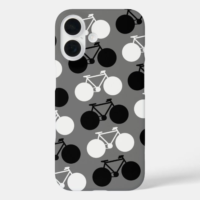 Funda iPhone 16 bicicletas blancas y negras (Reverso )
