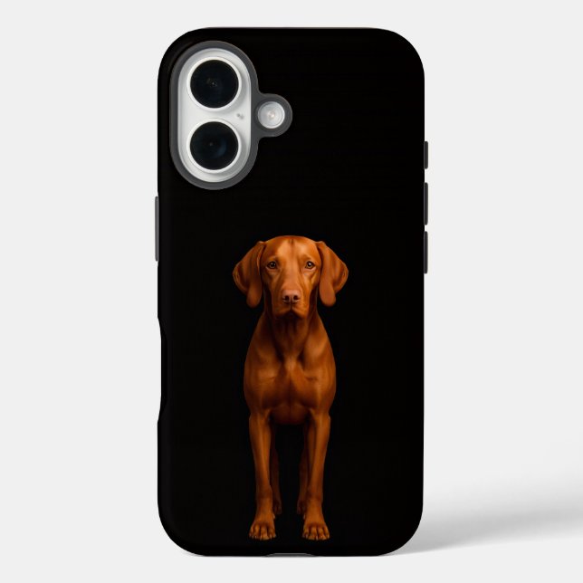 Funda iPhone 16 Black 4 Luxe iPhone 16 Mate, Agile Vizsla Dog (Reverso )