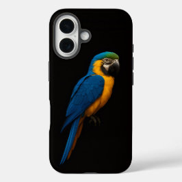 Funda iPhone 16 Black 4 Luxe iPhone 16 Mate, Blue Yellow Macaw