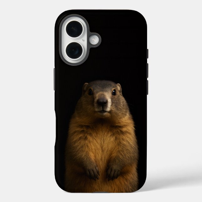 Funda iPhone 16 Black 4 Luxe iPhone 16 Mate, Fluffy Marmot (Reverso )