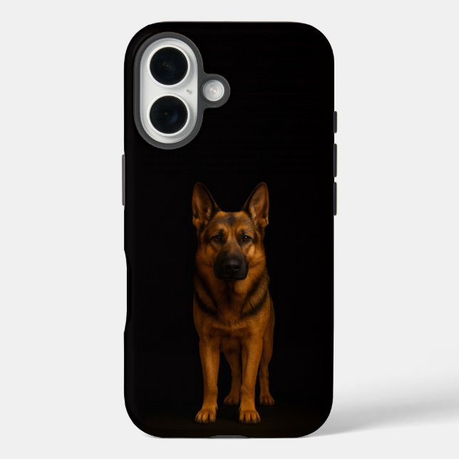 Funda iPhone 16 Black 4 Luxe iPhone 16 Mate, German Shepherd (Reverso )