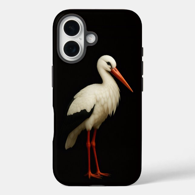 Funda iPhone 16 Black 4 Luxe iPhone 16 Mate, Graceful Stork (Reverso )