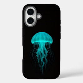 Funda iPhone 16 Black 4 Luxe iPhone 16 Mate, Green Jellyfish