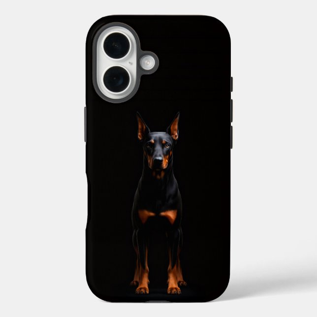 Funda iPhone 16 Black 4 Luxe iPhone 16 Mate, Guardian Doberman Dog (Reverso )
