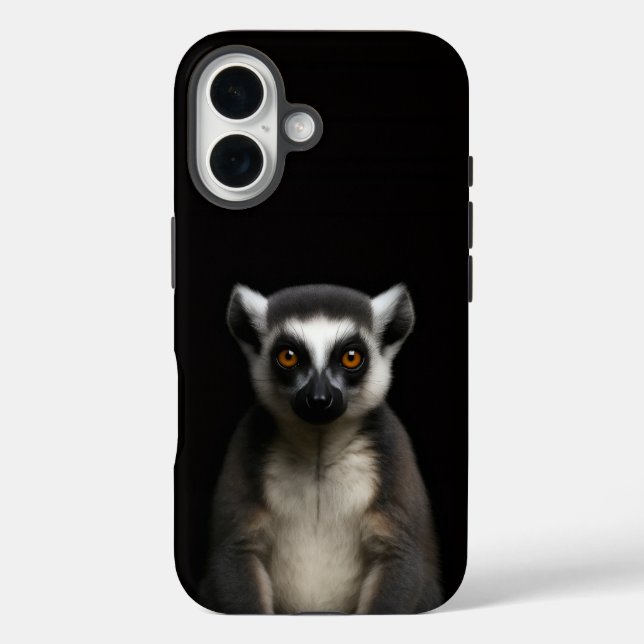 Funda iPhone 16 Black 4 Luxe iPhone 16 Mate, Lémur Gentil (Reverso )