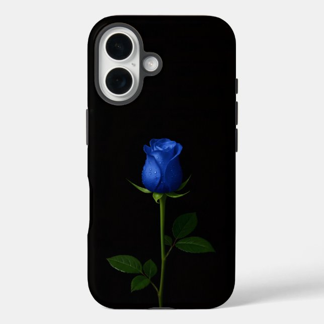 Funda iPhone 16 Black 4 Luxe iPhone 16 Mate, Midnight Blue Rose (Reverso )