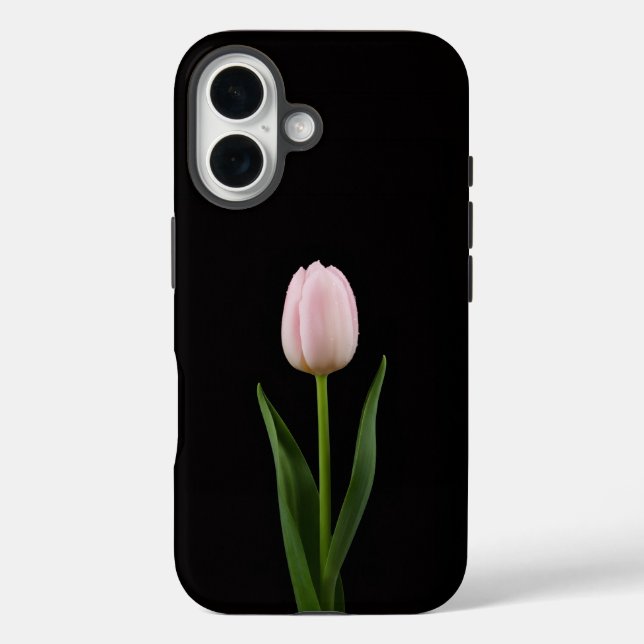 Funda iPhone 16 Black 4 Luxe iPhone 16 Mate, Tulipán Rosa Claro (Reverso )