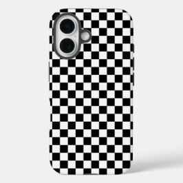 Funda iPhone 16 Black and white checkerboard pattern 