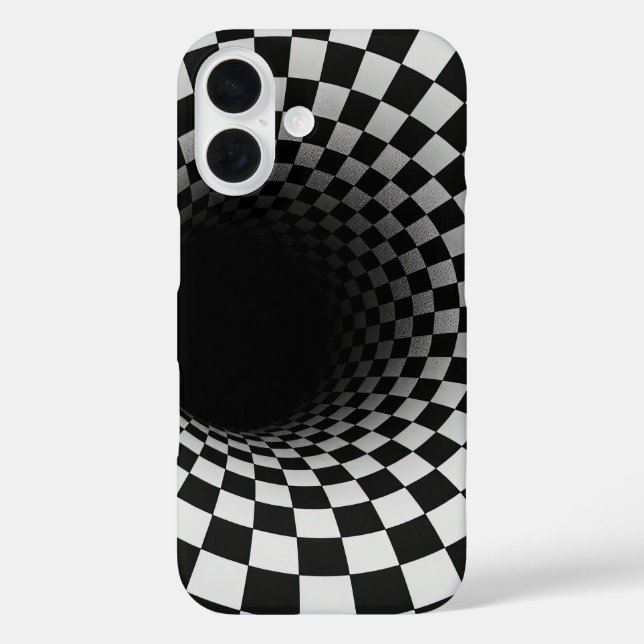 Funda iPhone 16 Black and White Optical Illusion Tunnel (Reverso )