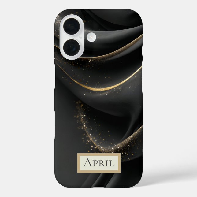 Funda iPhone 16 Black Fabric with Shimmering Gold  (Reverso )