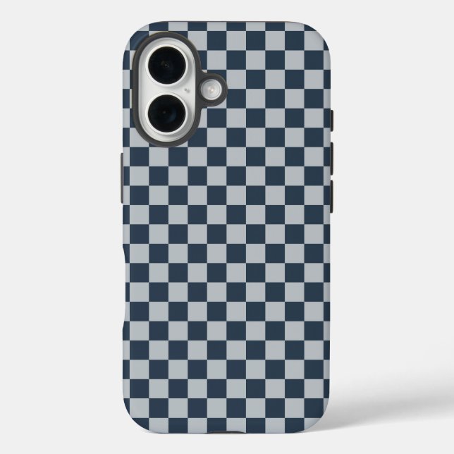 Funda iPhone 16 Black ice checkered board pattern (Reverso )