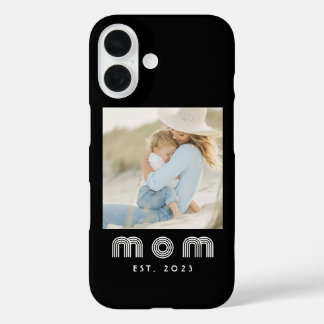 Funda iPhone 16 Black Mom Established Retro Script Photo