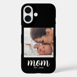 Funda iPhone 16 Black Mom Established Script Photo