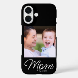 Funda iPhone 16 Black Mom Established Script Photo