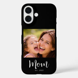 Funda iPhone 16 Black Mom Established Script Photo