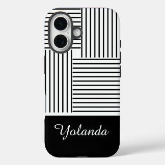 Funda iPhone 16 Black Stripes with Name 