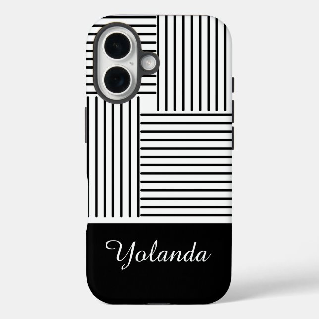 Funda iPhone 16 Black Stripes with Name  (Reverso )