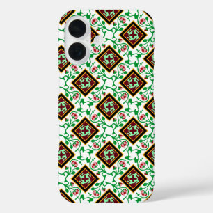 Funda iPhone 16 Blanco Blanco Rojo Vintage Barcelona Floral Funda-