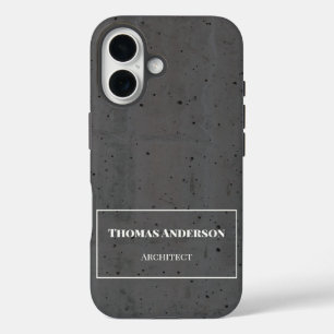 Funda iPhone 16 Blanco concreto moderno y gris oscuro