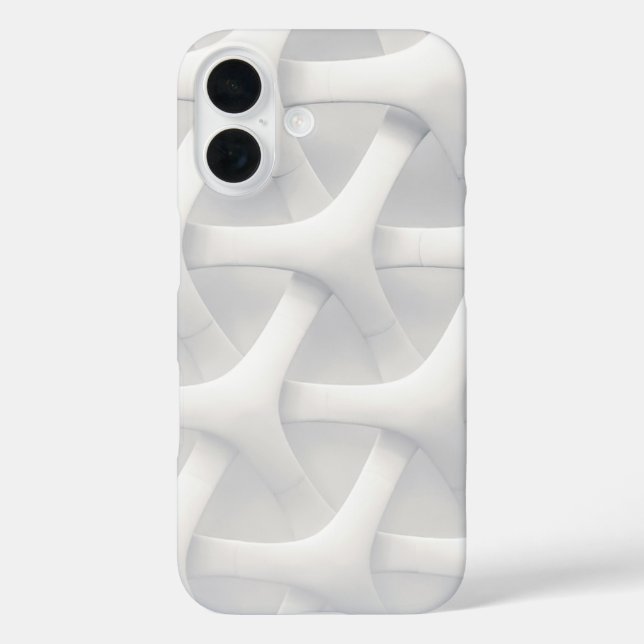 Funda iPhone 16 Blanco geométrico 3D moderno (Reverso )