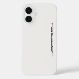 Funda iPhone 16 Blanco y negro, nombre personalizado,