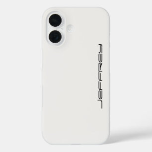 Funda iPhone 16 Blanco y Negro, Nombre Personalizado,