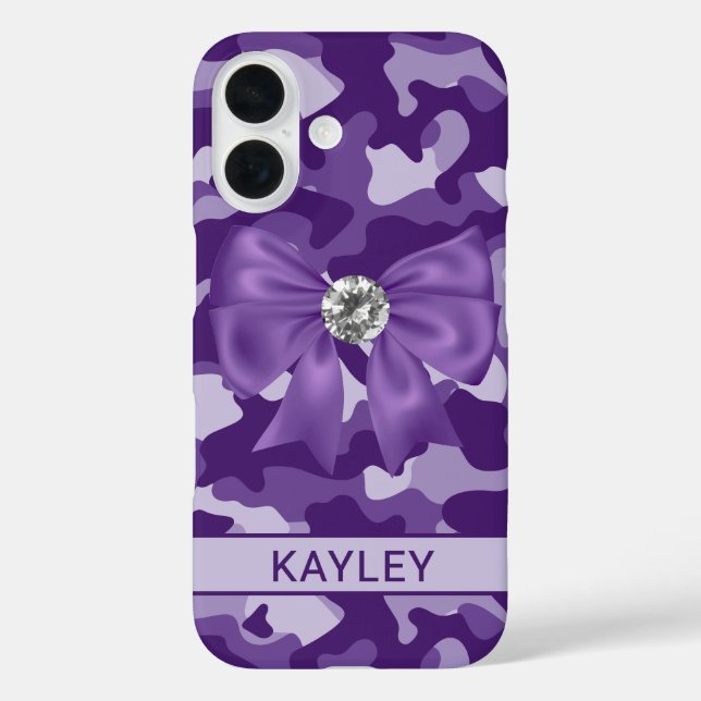 Funda iPhone 16 Blingy Purple Camouflage Personalized (Reverso )