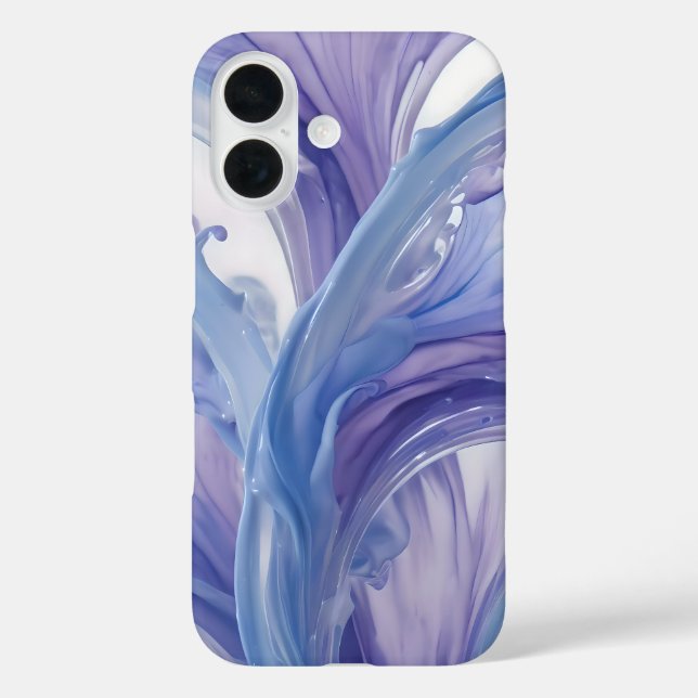Funda iPhone 16 Bloom de fluidos de lavanda - Resumen de arte de s (Reverso )