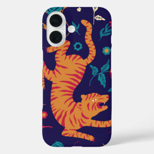 Funda iPhone 16 Bloom de tigre de medianoche