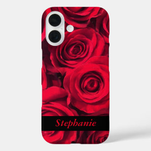 Funda iPhone 16 Blooms personalizados de rosa rojo profundo