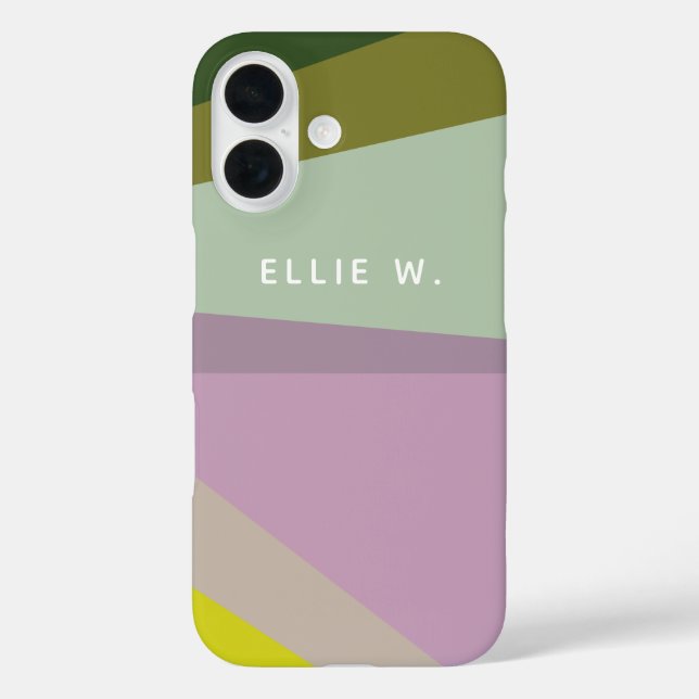 Funda iPhone 16 Bloque de color geométrico verde Lilac Personaliza (Reverso )