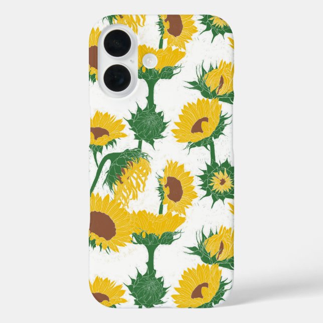 Funda iPhone 16 Bloque de madera Imprimir amarillo girasol (Reverso )