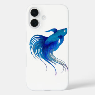 Funda iPhone 16 Blue Betta Fish Watercolor