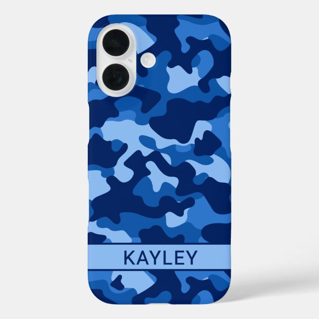 Funda iPhone 16 Blue Camouflage Personalized (Reverso )