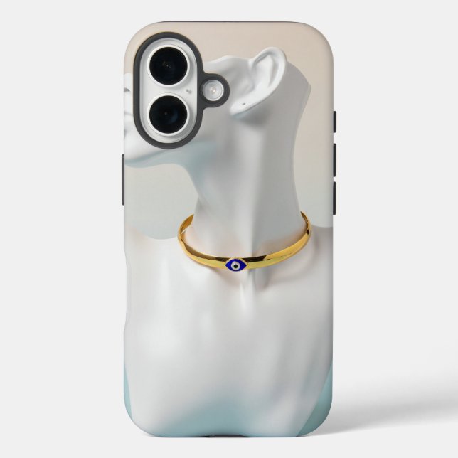 Funda iPhone 16 Blue Enamel Evil Eye Choker Necklace (Reverso )