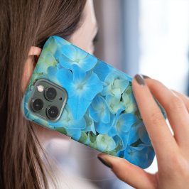 Funda iPhone 16 Blue French Hydrangea Floral