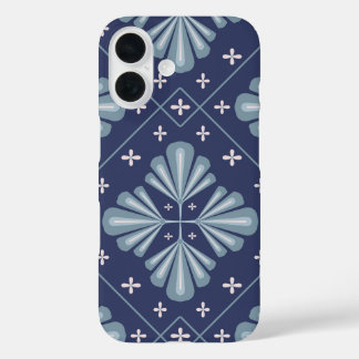 Funda iPhone 16 Blue Geometric shapes Pattern