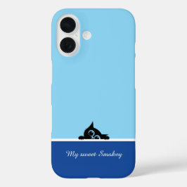 Funda iPhone 16 Blue iPhone Case with Cute Kitten Design