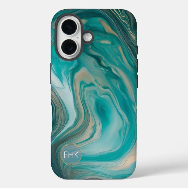 Funda iPhone 16 Blue Ocean Swirl (Reverso )