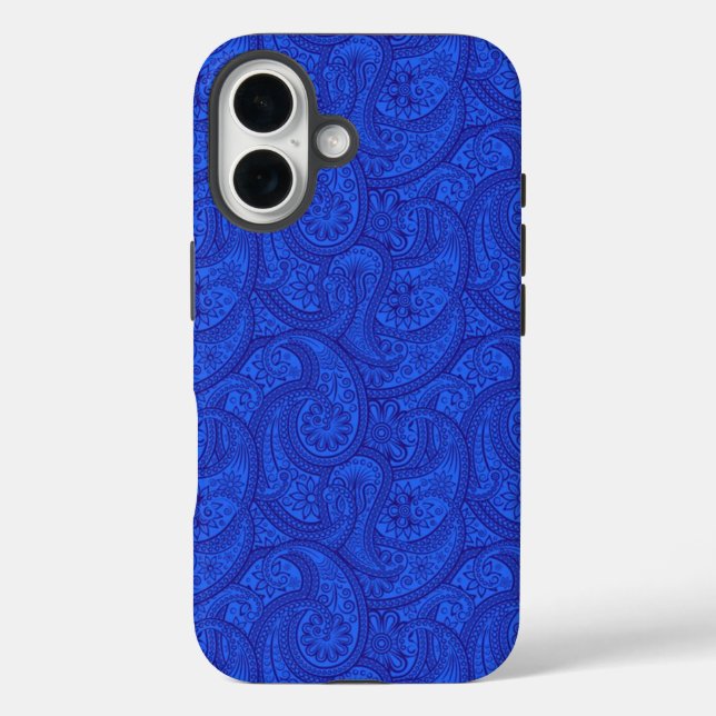 Funda iPhone 16 Blue Paisley (Reverso )