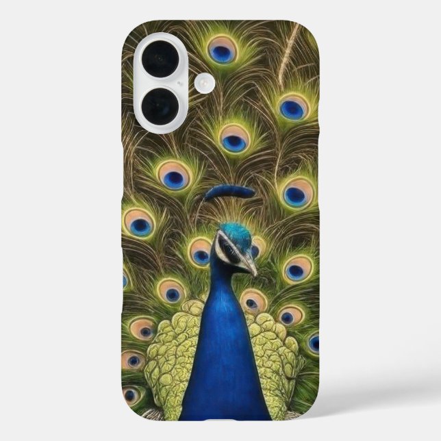 Funda iPhone 16 Blue Peacock Phone Case (Reverso )