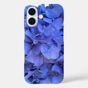 Funda iPhone 16 Blue periwinkle elegantes hortensias florales
