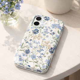 Funda iPhone 16 Blue Watercolor Wildflower