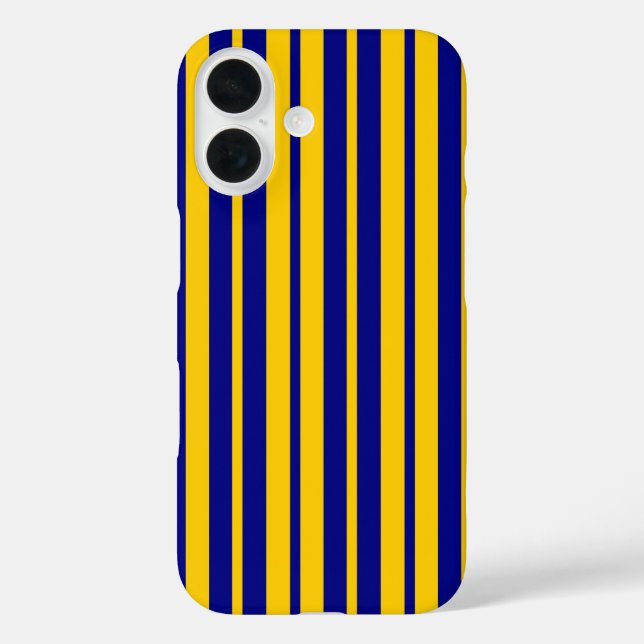 Funda iPhone 16 Blue Yellow Stylish Stripes Pattern Design  (Reverso )