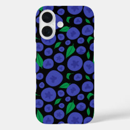 Funda iPhone 16 Blueberries Seamless Pattern