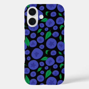Funda iPhone 16 Blueberries Seamless Pattern